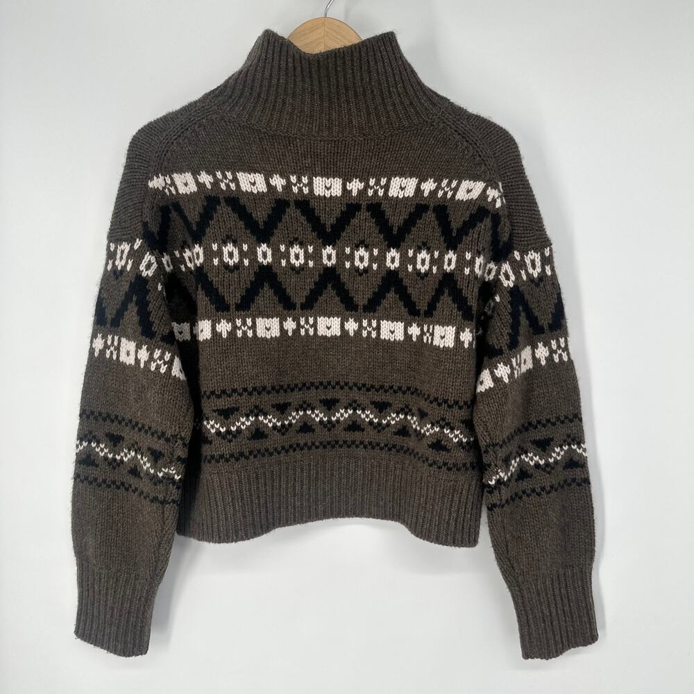 NAKED CASHMERE 100% Cashmere Turtleneck Sweater Fair Isle Nordic Chunky Knit - Picture 7 of 10